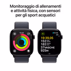 Apple Watch Series 10 Serie 10 GPS + Cellular 46mm Cassa in Alluminio color Jet Black con Sport Loop - Vista aggiuntiva 4