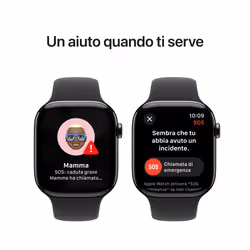 Apple Watch Series 10 Serie 10 GPS + Cellular 46mm Cassa in Titanio color Ardesia con Nero Sport Band - S/M - Vista aggiuntiva 6