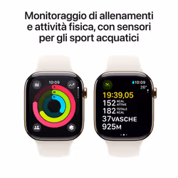 Apple Watch Series 10 Serie 10 GPS + Cellular 46mm Cassa in Titanio color Oro con Galassia Sport Band - M/L - Vista aggiuntiva 4