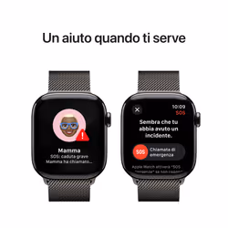 Apple Watch Series 10 Serie 10 GPS + Cellular 42mm Cassa in Titanio color Ardesia con Loop in maglia milanese ardesia - Vista aggiuntiva 6
