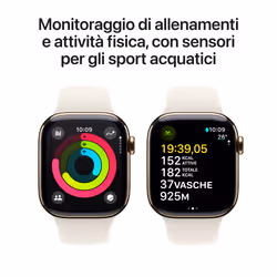 Apple Watch Series 10 Serie 10 GPS + Cellular 42mm Cassa in Titanio color Oro con Galassia Sport Band - S/M - Vista aggiuntiva 4