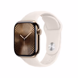 Apple Watch Series 10 Serie 10 GPS + Cellular 42mm Cassa in Titanio color Oro con Galassia Sport Band - M/L, OLED, Touch scre ...