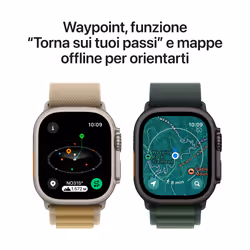Apple Watch Ultra 2 GPS + Cellular 49mm Cassa Titanio Nero con Dark Green Alpine Loop - Small - Vista aggiuntiva 6