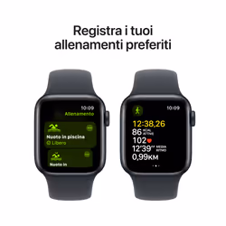 Apple Watch SE GPS 40mm Cassa Alluminio Mezzanotte con Mezzanotte Sport Band - S/M - Vista aggiuntiva 6
