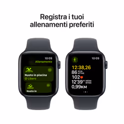 Apple Watch SE GPS 44mm Cassa Alluminio Mezzanotte con Mezzanotte Sport Band - S/M - Vista aggiuntiva 6