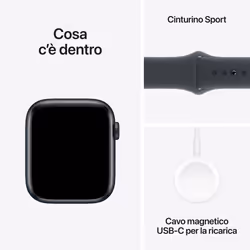 Apple Watch SE GPS 44mm Cassa Alluminio Mezzanotte con Mezzanotte Sport Band - S/M - Vista aggiuntiva 7