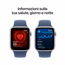 Apple Watch SE GPS 44mm Cassa in Alluminio Color Argento con Denim Sport Band - S/M - Vista aggiuntiva 5