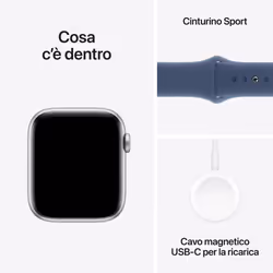 Apple Watch SE GPS 44mm Cassa in Alluminio Color Argento con Denim Sport Band - S/M - Vista aggiuntiva 7