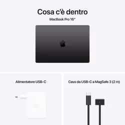 Apple MacBook Pro 16": Chip M4 Pro con cpu 14 core e gpu 20 core, 512 GB SSD - Nero siderale - Vista aggiuntiva 8
