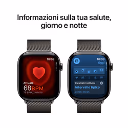 Apple Watch Series 10 Serie 10 GPS + Cellular 46mm Cassa in Titanio color Ardesia con Loop in maglia milanese ardesia - S/M - Vista aggiuntiva 5