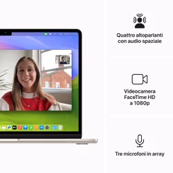 Apple MacBook Air 13": Chip M2 con CPU 8-core e GPU 8‑core, 256 GB SSD - Galassia - Vista aggiuntiva 6