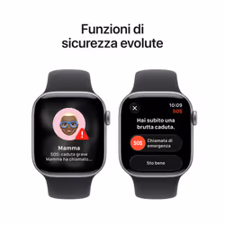 Apple Watch Series 11 GPS 42mm Cassa Alluminio Grigio Siderale con Sport Band Nero - S/M - Vista aggiuntiva 6