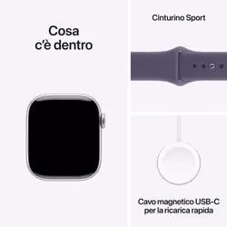 Apple Watch Series 11 GPS 42mm Cassa Alluminio Argento con Sport Band Viola Nebbia - M/L - Vista aggiuntiva 8