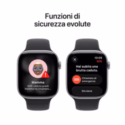 Apple Watch Series 11 GPS 46mm Cassa Alluminio Grigio Siderale con Sport Band Nero - S/M - Vista aggiuntiva 6