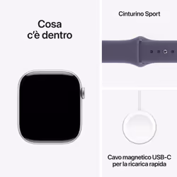 Apple Watch Series 11 GPS 46mm Cassa Alluminio Argento con Sport Band Viola Nebbia - S/M - Vista aggiuntiva 8