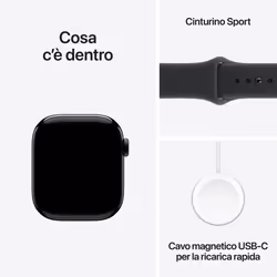 Apple Watch Series 11 GPS 42mm Cassa Alluminio Jet Black con Sport Band Nero - S/M - Vista aggiuntiva 8
