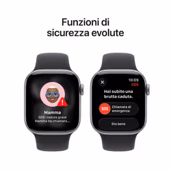 Apple Watch Series 11 GPS + Cellular 42mm Cassa Alluminio Grigio Siderale con Sport Band Nero - M/L - Vista aggiuntiva 6