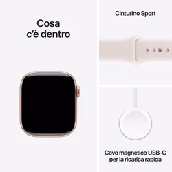 Apple Watch Series 11 GPS + Cellular 42mm Cassa Alluminio Oro Rosa con Band Rosa Fard - S/M - Vista aggiuntiva 8