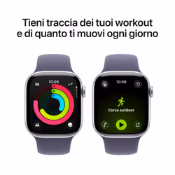 Apple Watch Series 11 GPS + Cellular 42mm Cassa Alluminio Argento con Sport Band Viola Nebbia - S/M - Vista aggiuntiva 4