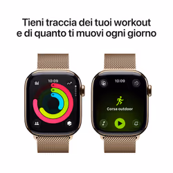 Apple Watch Series 11 GPS + Cellular 42mm Cassa Titanio Oro con Loop in maglia Milanese Oro - Vista aggiuntiva 4