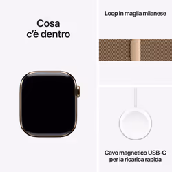 Apple Watch Series 11 GPS + Cellular 42mm Cassa Titanio Oro con Loop in maglia Milanese Oro - Vista aggiuntiva 8