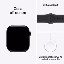 Apple Watch Series 11 GPS + Cellular 46mm Cassa Alluminio Jet Black con Sport Band Nero - M/L - Vista aggiuntiva 8