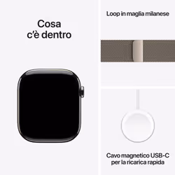 Apple Watch Series 11 GPS + Cellular 46mm Cassa Titanio con Loop Milanese Naturale M/L - Vista aggiuntiva 8