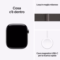 Apple Watch Series 11 GPS + Cellular 46mm Cassa Titanio Ardesia con Loop Milanese Ardesia - M/L - Vista aggiuntiva 8