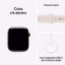 Apple Watch Series 11 GPS + Cellular 46mm Cassa Titanio Oro con Band Rosa Fard - M/L - Vista aggiuntiva 8