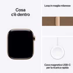 Apple Watch Series 11 GPS + Cellular 46mm Cassa Titanio Oro con Loop in maglia Milanese Oro - M/L - Vista aggiuntiva 8