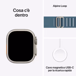 Apple Watch Ultra 3 GPS + Cellular 49mm Cassa Titanio con Alpine Loop Blu Chiaro - Medium - Vista aggiuntiva 8
