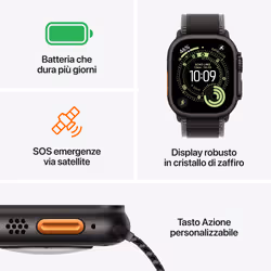 Apple Watch Ultra 3 GPS + Cellular 49mm Cassa Titanio con Trail Loop Blu/Blu Acceso - M/L - Vista aggiuntiva 3