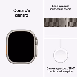 Apple Watch Ultra 3 GPS + Cellular 49mm Cassa Titanio Naturale con Loop in maglia Milanese Titanio - Medium - Vista aggiuntiva 8