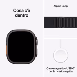 Apple Watch Ultra 3 GPS + Cellular 49mm Cassa Titanio Nero con Alpine Loop Nero- Small - Vista aggiuntiva 8