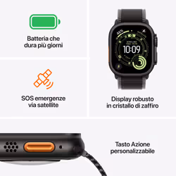 Apple Watch Ultra 3 GPS + Cellular 49mm Cassa Titanio Nero con Alpine Loop Nero- Large - Vista aggiuntiva 3