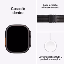 Apple Watch Ultra 3 GPS + Cellular 49mm Cassa Titanio Nero con Loop in maglia Milanese Titanio Nero - Medium - Vista aggiuntiva 8