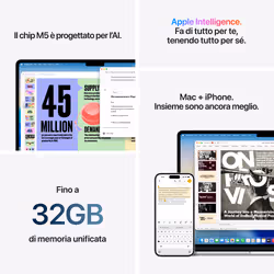 Apple MacBook Air 15" M5 chip 10‑core CPU 10‑core GPU, 16GB, 1TB SSD - Mezzanotte - Vista aggiuntiva 8