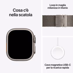 Apple Watch Ultra 4 GPS + Cellular, Cassa 49 mm in titanio naturale con Loop in maglia milanese in titanio naturale - L - Vista aggiuntiva 5