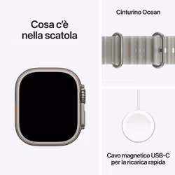 Apple Watch Ultra 4 GPS + Cellular, Cassa 49 mm in titanio naturale con cinturino Ocean grigio traslucido - Vista aggiuntiva 5