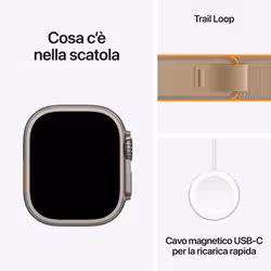 Apple Watch Ultra 4 GPS + Cellular, Cassa 49 mm in titanio naturale con Trail Loop sabbia - S/M - Vista aggiuntiva 5