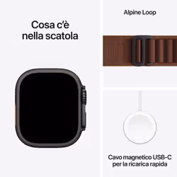 Apple Watch Ultra 4 GPS + Cellular, Cassa 49 mm in titanio nero con Alpine Loop borgogna - M - Vista aggiuntiva 5