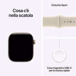 Apple Watch Series 12 GPS, cassa 42 mm in alluminio color oro chiaro con cinturino Sport sabbia - M/L - Vista aggiuntiva 5