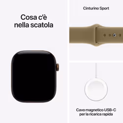 Apple Watch Series 12 GPS, cassa 46 mm in alluminio color bronzo scuro con cinturino Sport oliva - M/L - Vista aggiuntiva 5