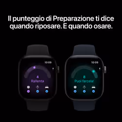 Apple Watch Series 12 GPS + Cellular, cassa 42 mm in alluminio grigio siderale con cinturino Sport blu marino - S/M - Vista aggiuntiva 2