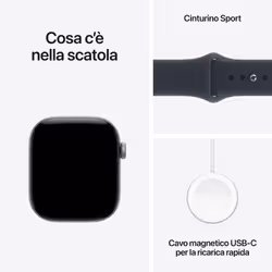 Apple Watch Series 12 GPS + Cellular, cassa 42 mm in alluminio grigio siderale con cinturino Sport blu marino - S/M - Vista aggiuntiva 5