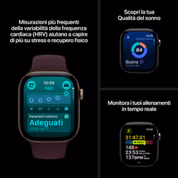 Apple Watch Series 12 GPS + Cellular, cassa 42 mm in alluminio nero con cinturino Sport nero - S/M - Vista aggiuntiva 3