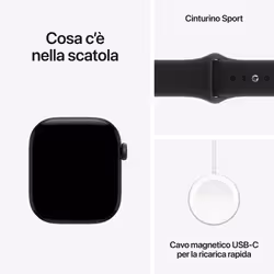 Apple Watch Series 12 GPS + Cellular, cassa 42 mm in alluminio nero con cinturino Sport nero - S/M - Vista aggiuntiva 5