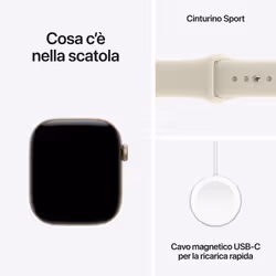 Apple Watch Series 12 GPS + Cellular, cassa 42 mm in alluminio color oro chiaro con cinturino Sport sabbia - S/M - Vista aggiuntiva 5