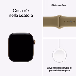 Apple Watch Series 12 GPS + Cellular, cassa 42 mm in alluminio color bronzo scuro con cinturino Sport oliva - S/M - Vista aggiuntiva 5