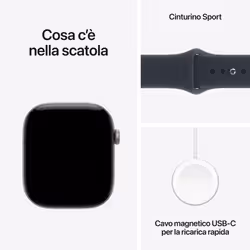 Apple Watch Series 12 GPS + Cellular, cassa 46 mm in alluminio grigio siderale con cinturino Sport blu marino - S/M - Vista aggiuntiva 5